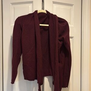 Aqua Red Cardigan Sweater Open-Front Knit